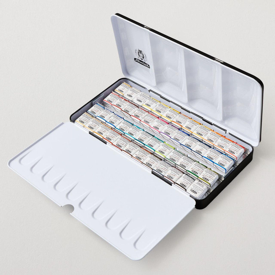 Schmincke Horadam Aquarell Metal Tin Half Pan Assorted Colours Set of 48