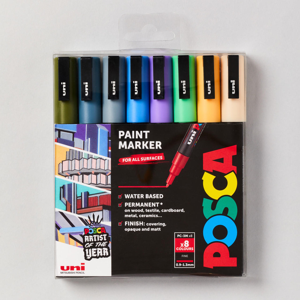 Posca Paint Marker PC-3M Assorted Colours Set of 8 - POSCA Artist of the Year