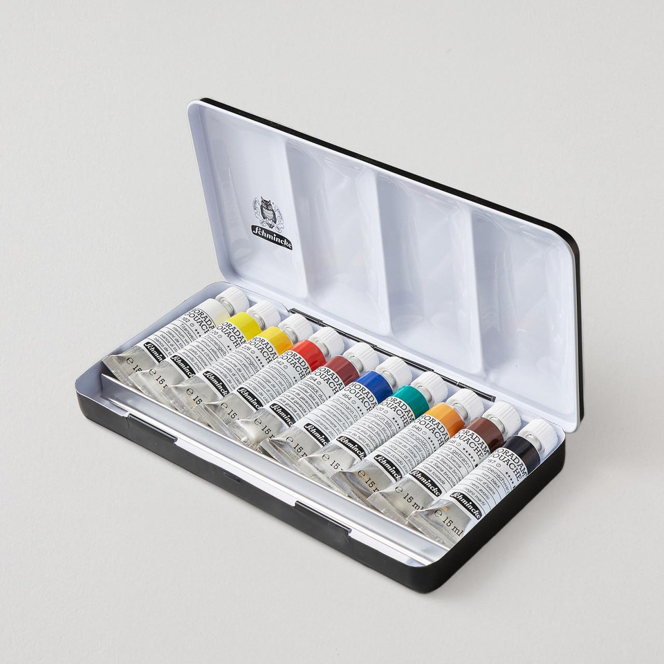 Schmincke Horadam Gouache in Metal Tin 15ml Assorted Colours Set of 10