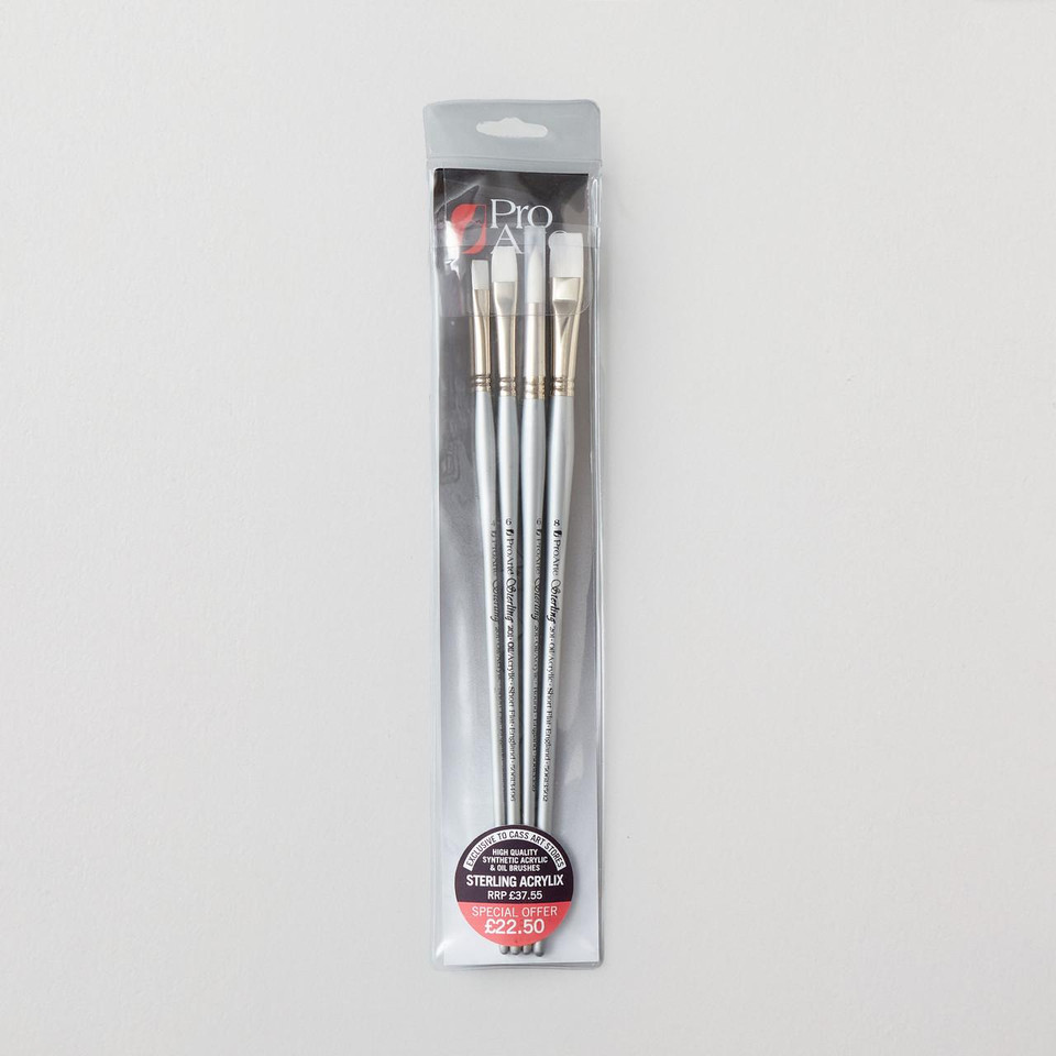 Pro Arte Sterling Acrylic & Oil Brush Series 201 Cass Exclusive Set of 4