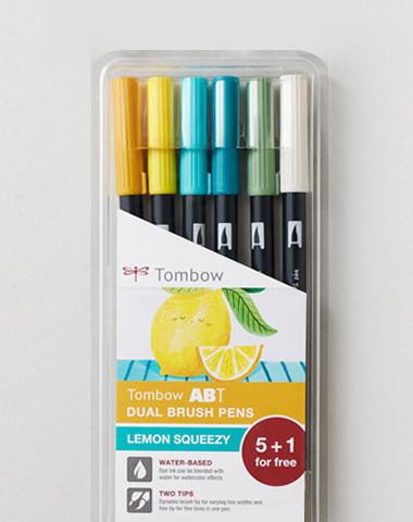 Tombow Dual Brush Pen (5+1 Set) Lemon Squeezy Set of 6