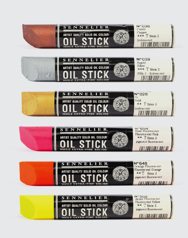 Sennelier Extra Fine Oil Stick 38ml Fluorescent & Metallics Set of 6