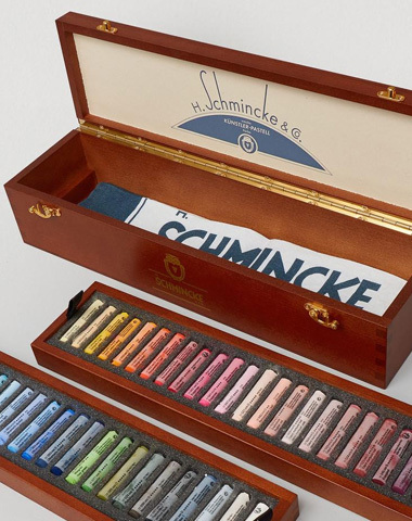 Schmincke Kunstler Soft Pastels 1930s Retro Wooden Travel Box