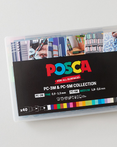 Posca Paint Marker x Cass Art 40th Anniversary Edition PC-3M & PC-5M Box Assorted Colours Set of 40