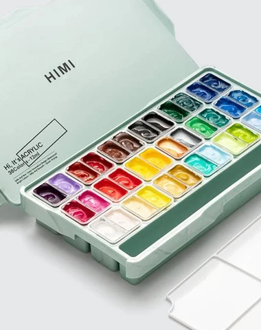 HIMI Twin Cup Jelly Acrylic in Green Pearl Case Set of 36 Colours