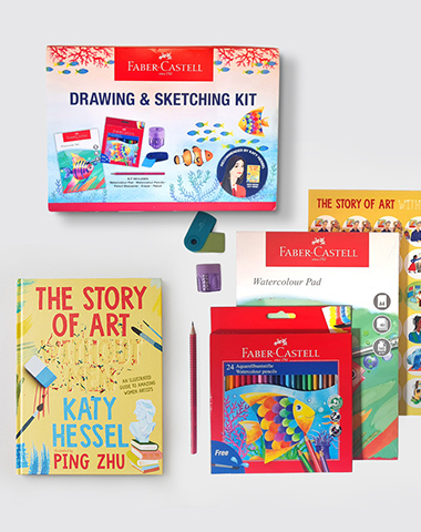 The Story of Art Without Men by Katy Hessel & Faber-Castell Drawing & Sketching Kit Bundle