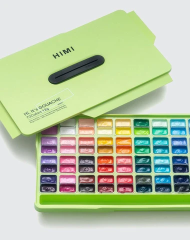 HIMI Twin Cup Gouache in Apple Green Case 12g Set of 72 Assorted Colours