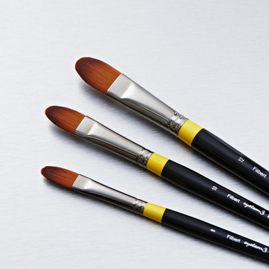 Daler-Rowney System3 Acrylpinsel Set – 3 Pinsel, Kurzer Griff, Synthetisch, Für Acrylmalerei