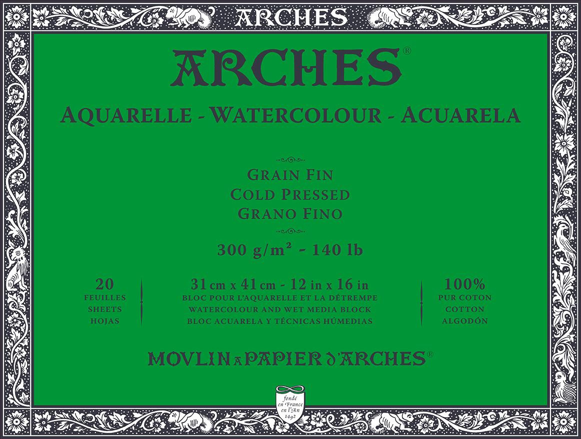 Arches Aquarelle Watercolour Block 300gsm Not 31 x 41cm