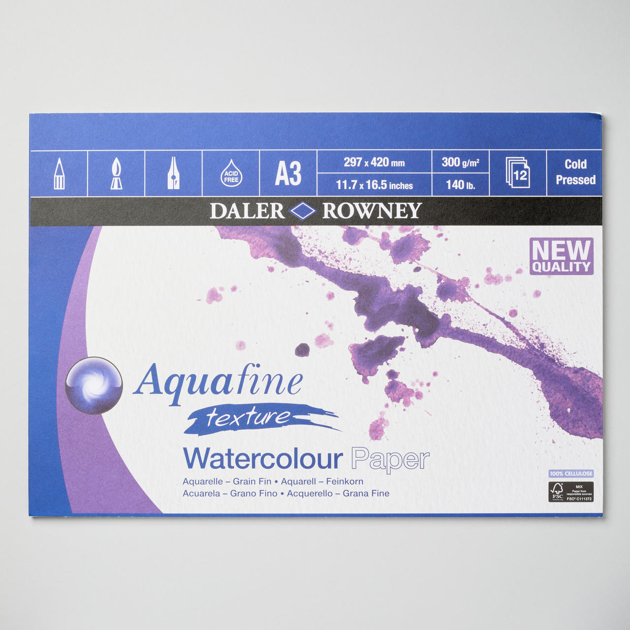 Daler Rowney Aquafine Cold Pressed Watercolour Pad A3
