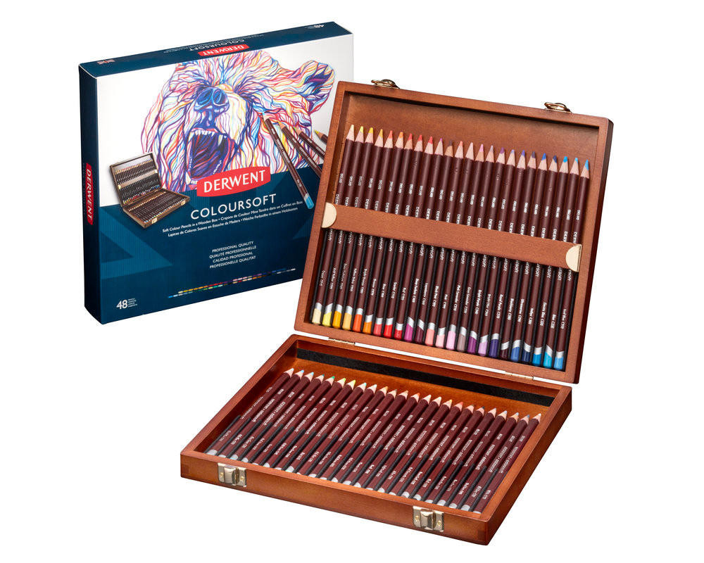 Derwent Coloursoft Pencils Wooden Box Set of 48