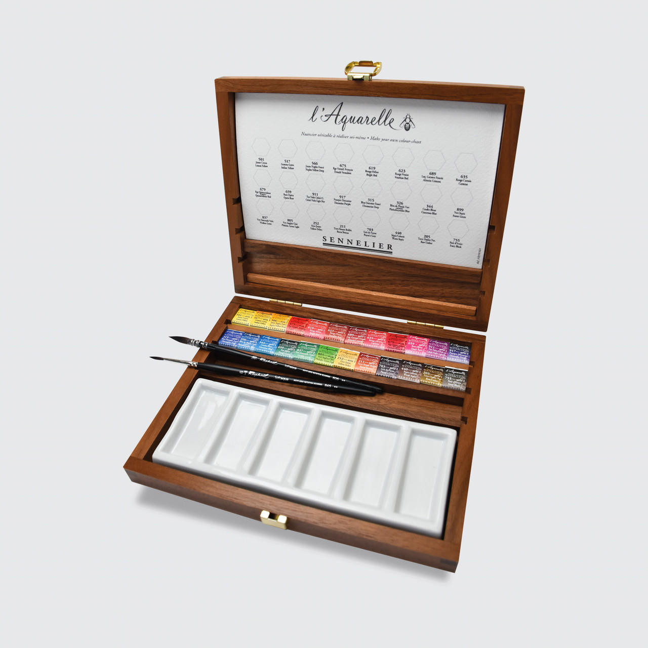 Sennelier Watercolour Wooden Box Set of 24 Half Pans