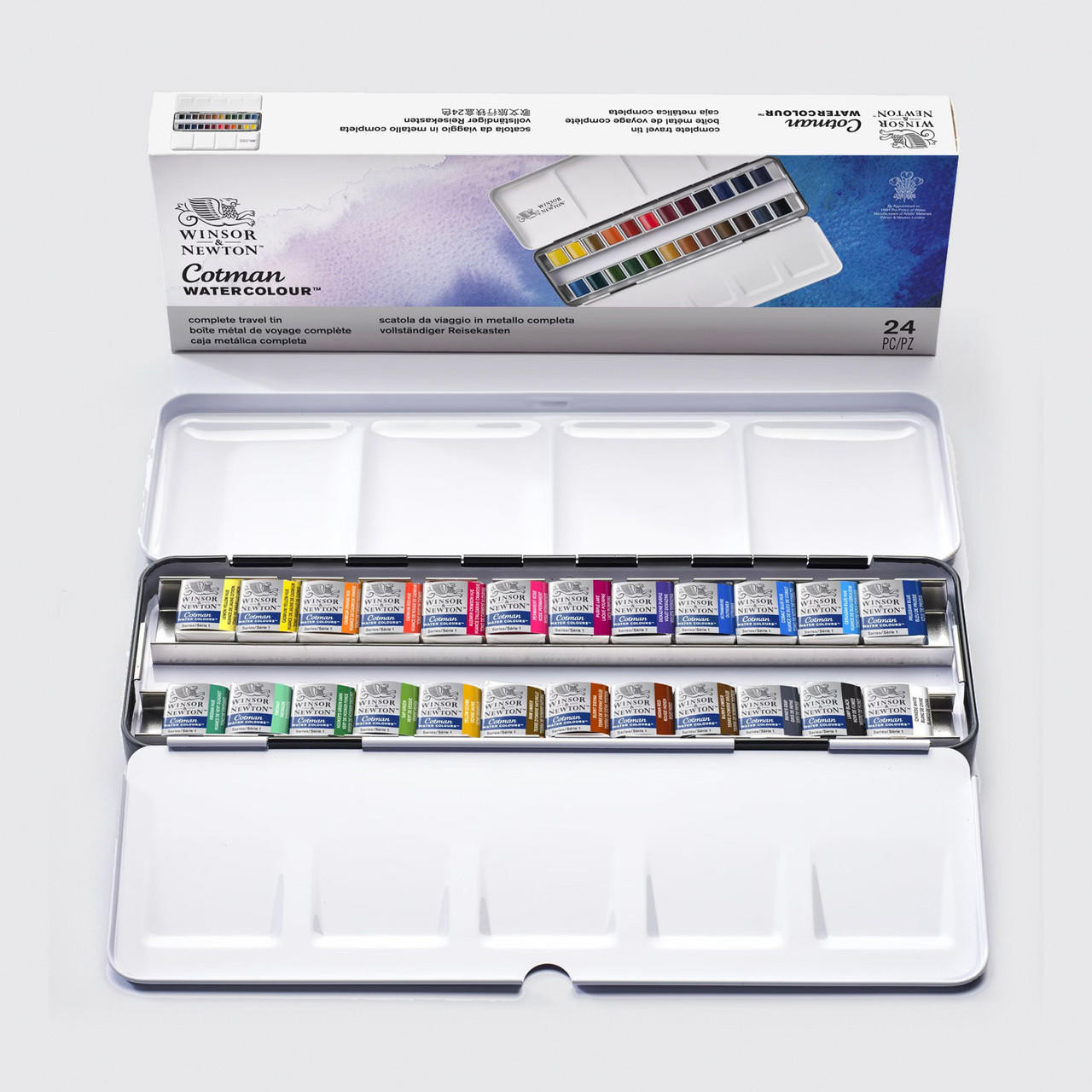 Winsor & Newton Cotman Watercolour 24 Half Pan Metal Sketchers Box