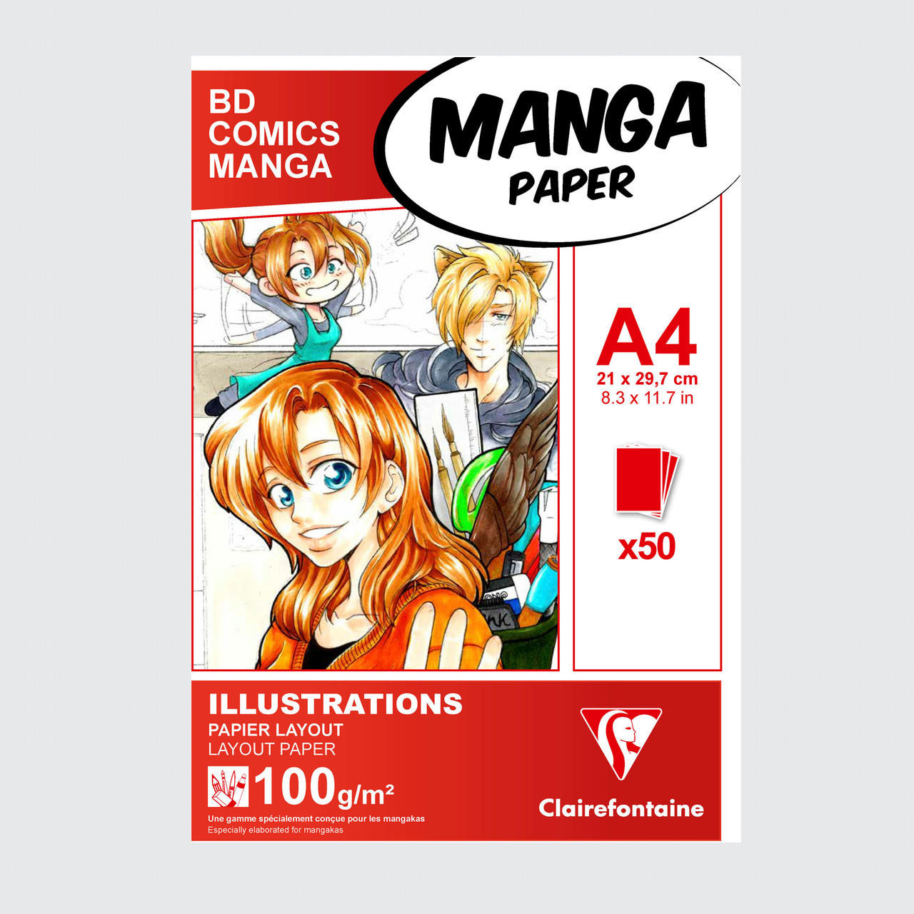 Clairefontaine Manga Illustration Pad 100gsm 50 Sheets A4