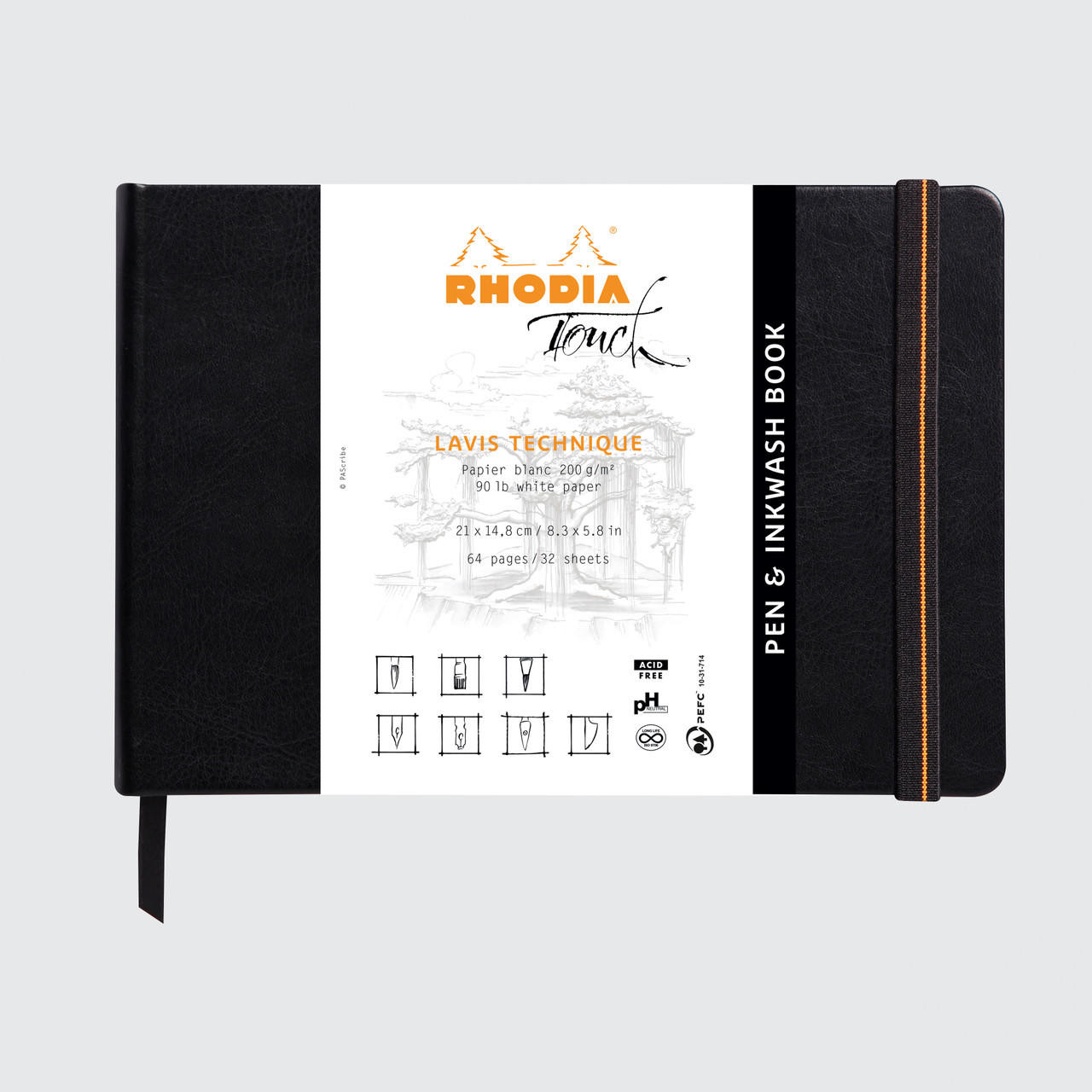 Rhodia Pen & Ink Wash Hardbound Book 200gsm 32 Sheets A5 Landscape