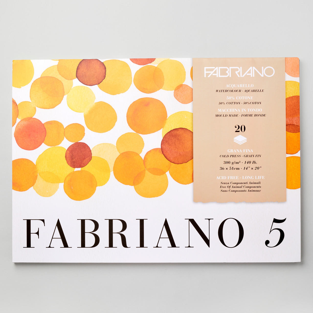 Fabriano 5 Watercolour Block 300gsm Cold Pressed 20 Sheets 14 x 20 inches