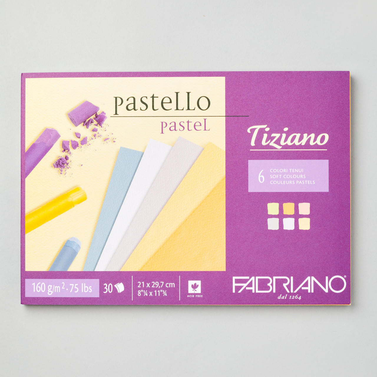 Fabriano Tiziano Pastel Paper Pad 160gsm 30 Sheets A4 Soft Colours