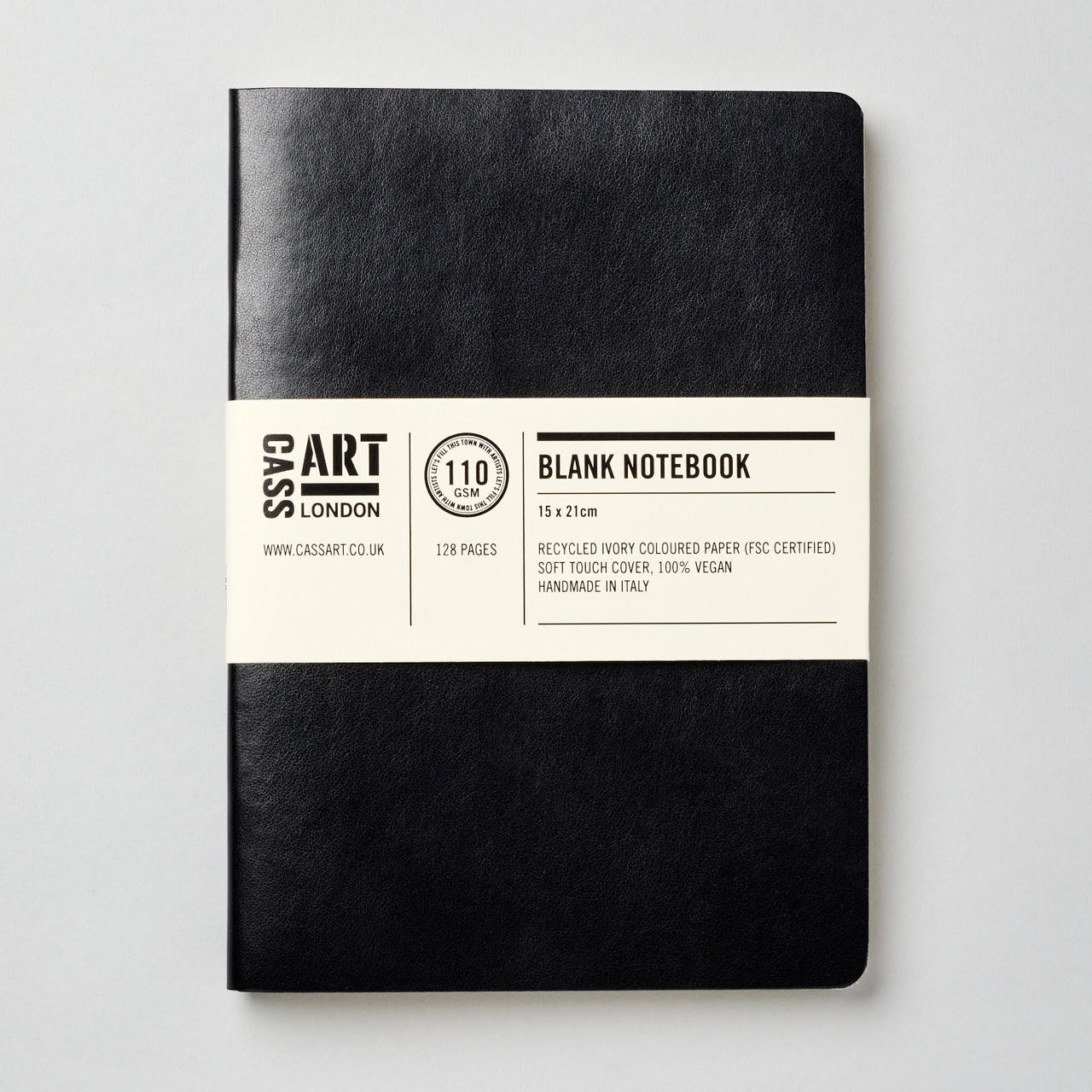 Cass Art Blank A5 Softbound Black Notebook 110gsm 128 Pages
