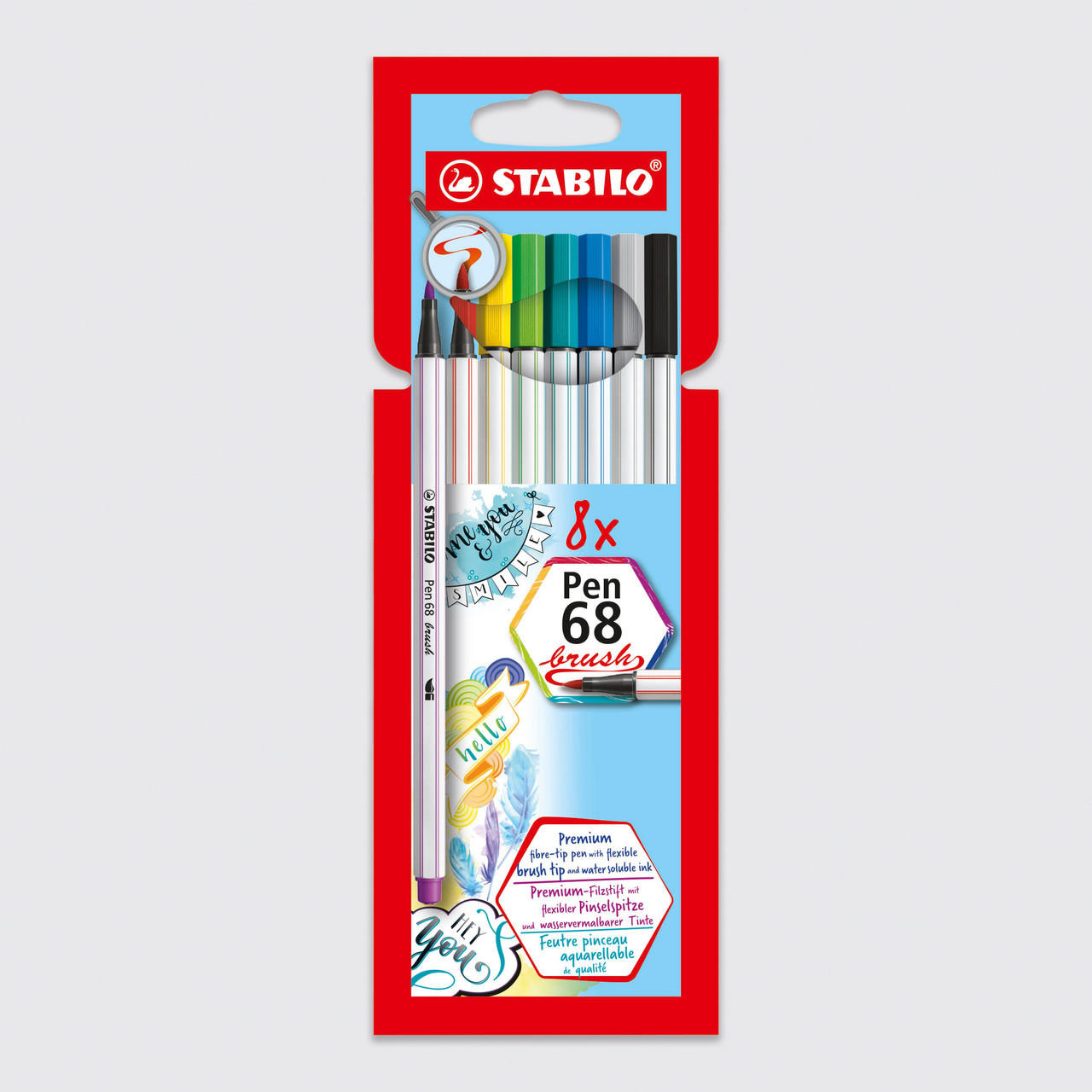 STABILO Pen 68 Brush Card Wallet Set of 8