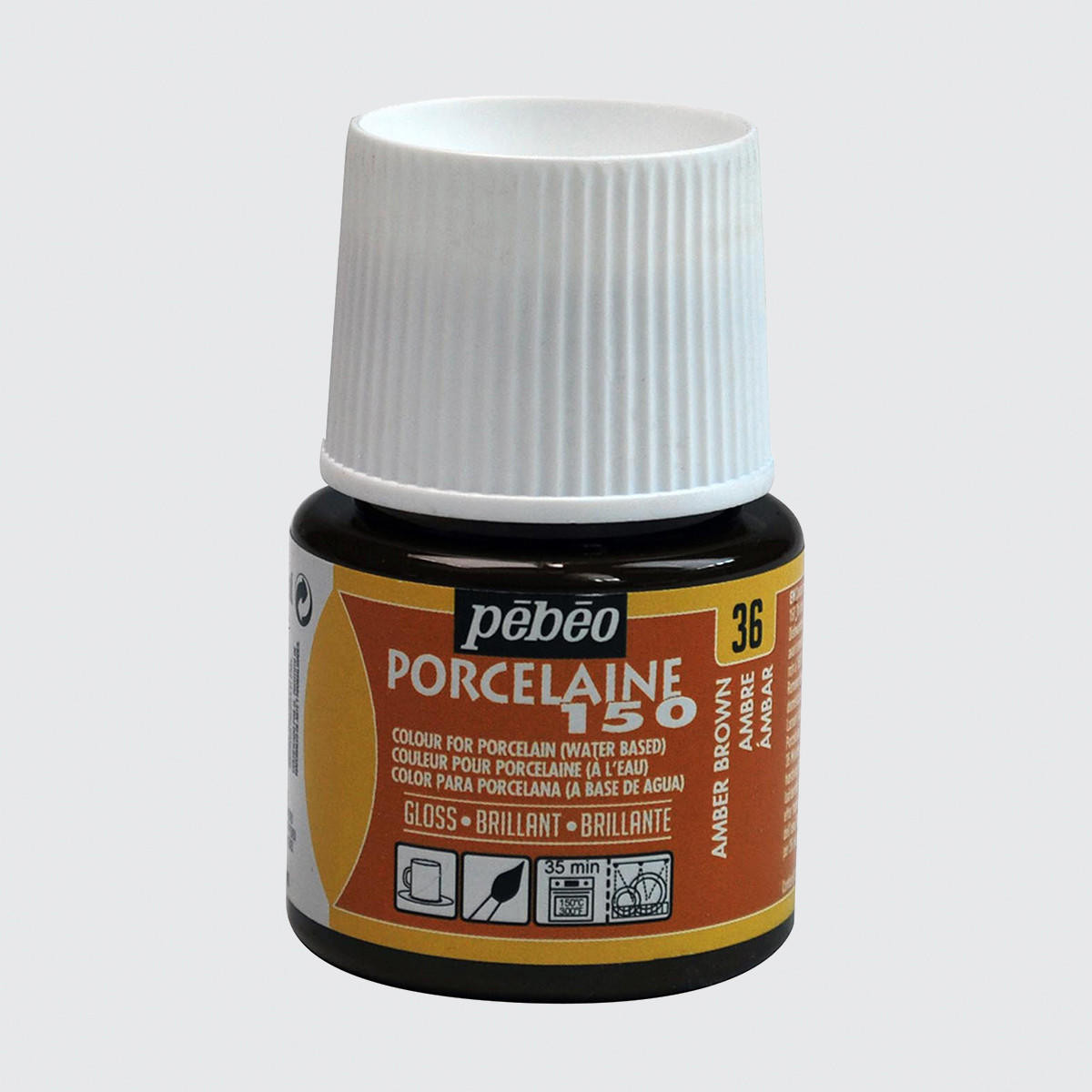 Pebeo Porcelaine 150 Paint 45ml Amber Brown