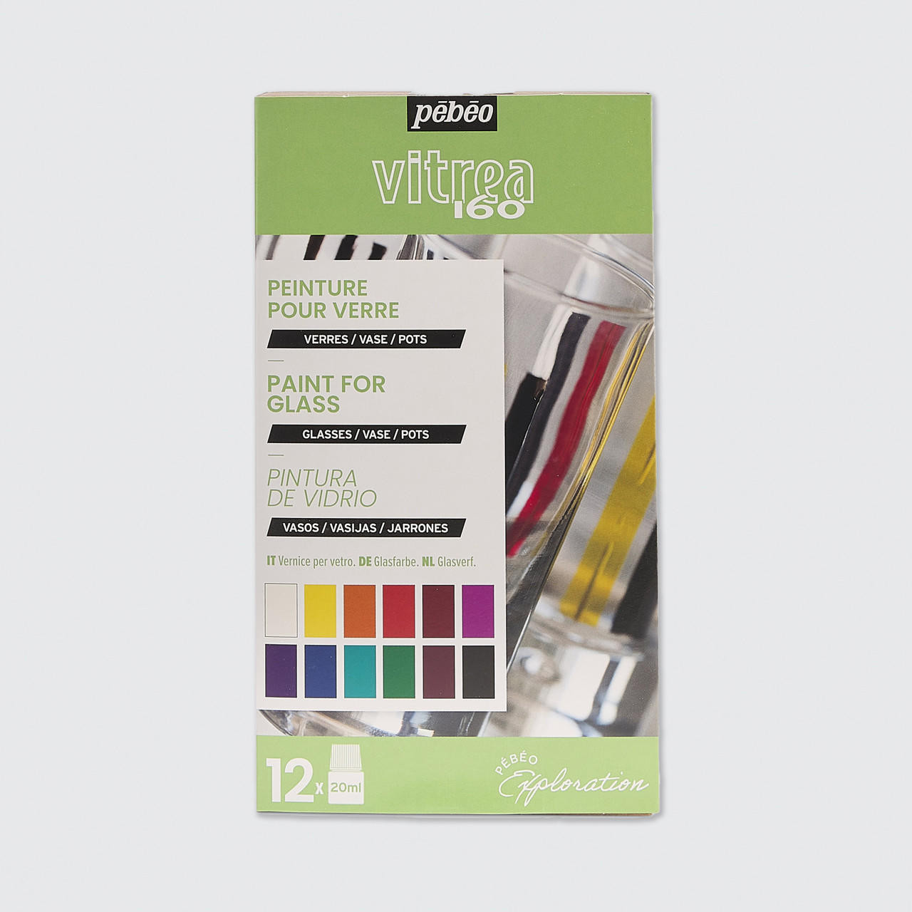 Pebeo Vitrea 160 Exploration Gloss 20ml Assorted Colours Set of 12