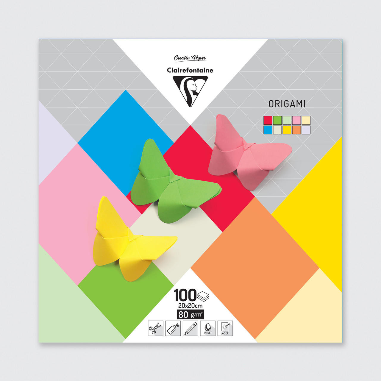 Clairefontaine Origami Paper 100 Sheets 20 x 20cm