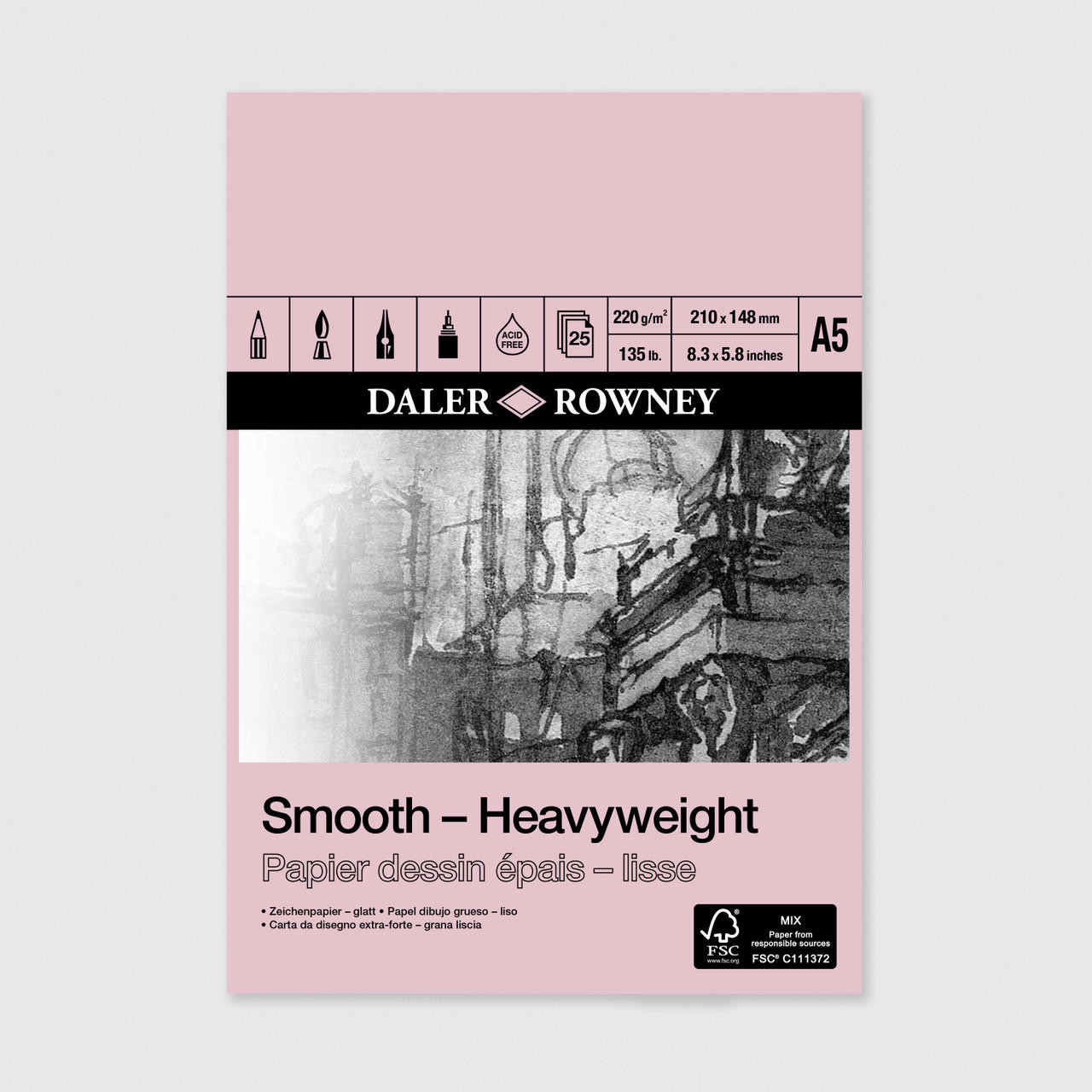 Daler Rowney Heavy Weight Cartridge Pad A5 220gsm 25 sheets