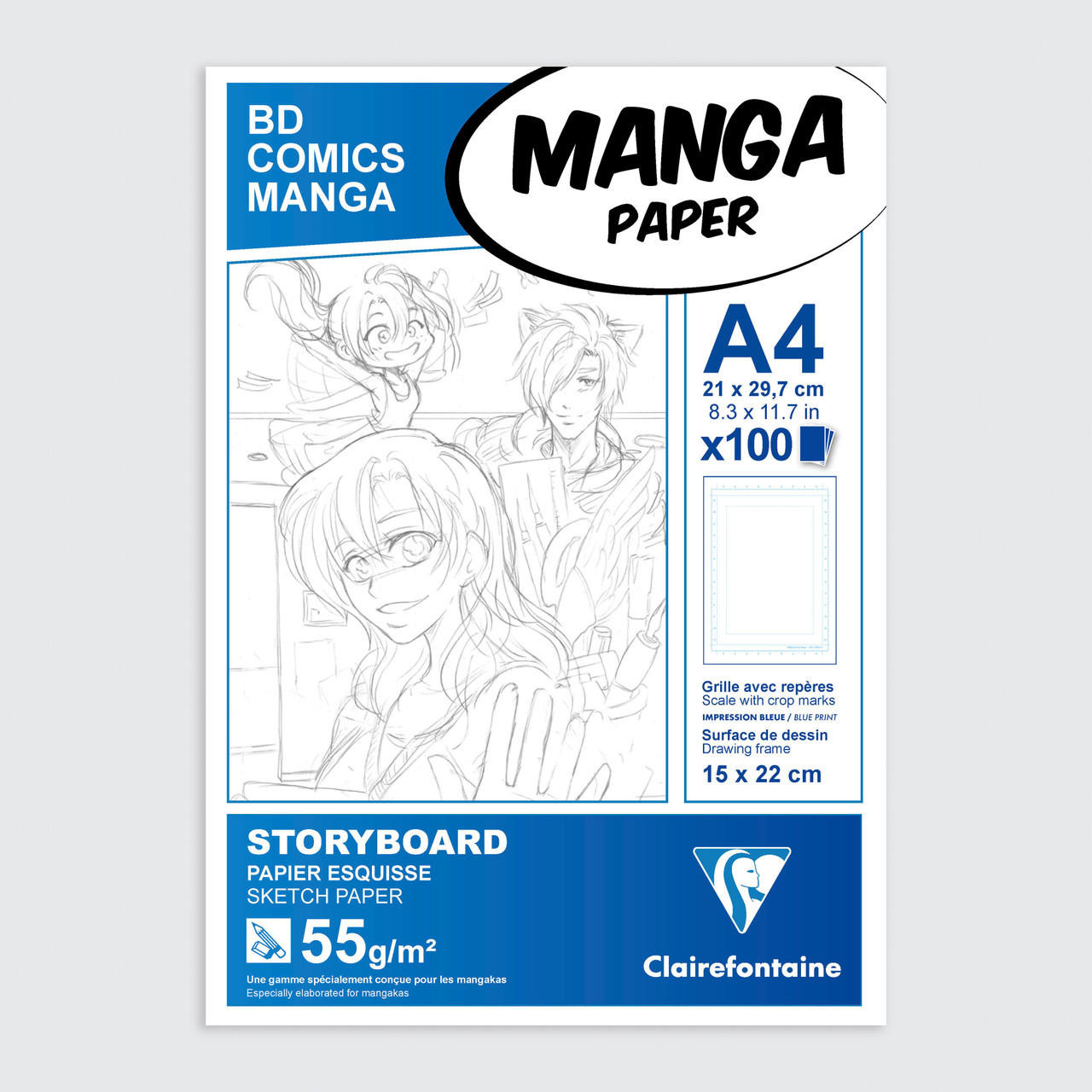 Clairefontaine Manga Storyboard Pad 100 Sheets 55gsm A4