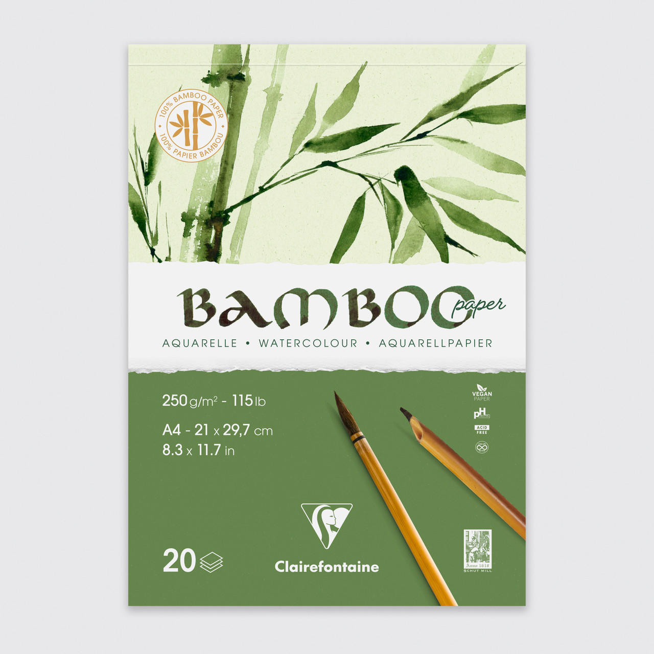 Clairefontaine Bamboo Pad 20 Sheets 250gsm A4