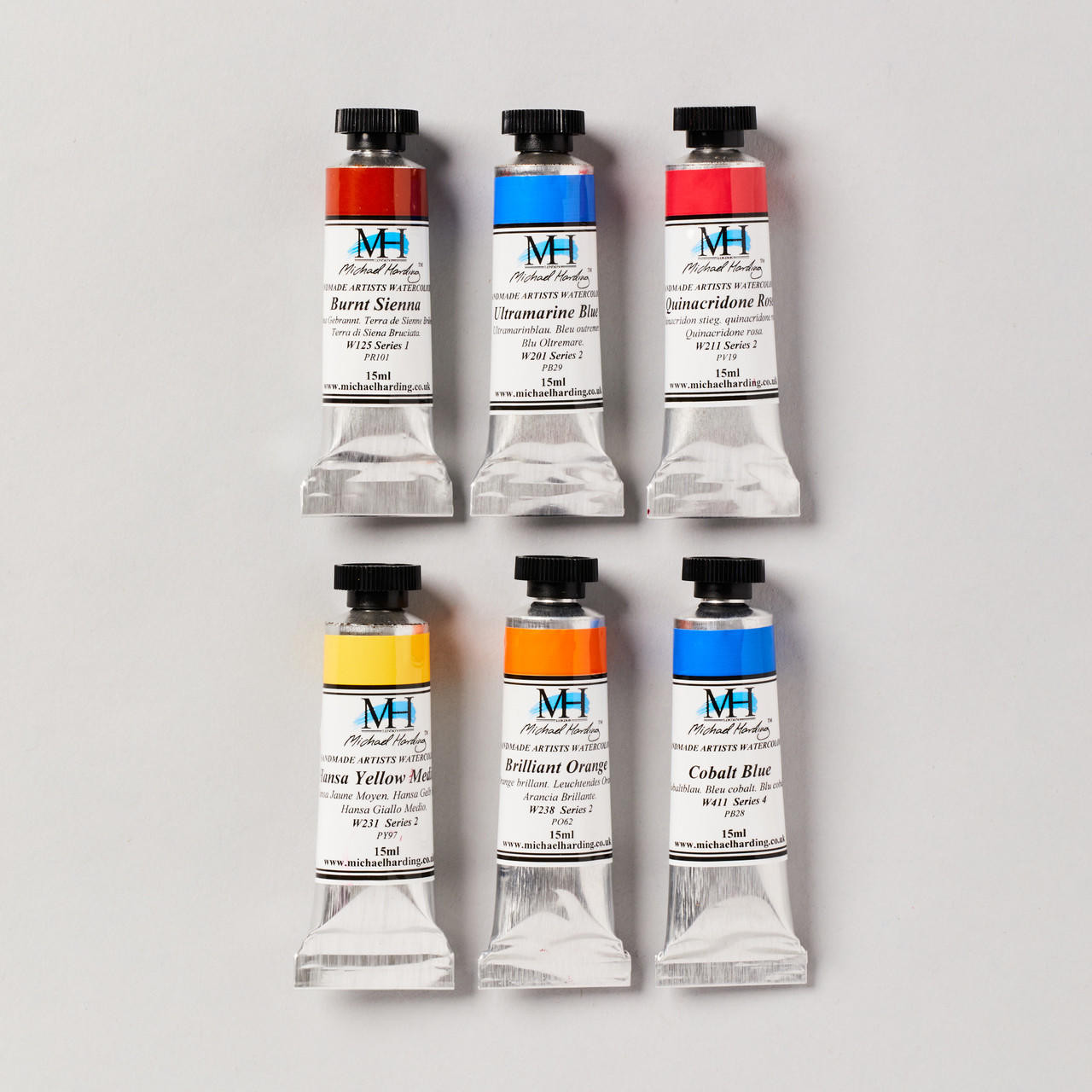 Michael Harding Professional Watercolour Brienne Brown Essentials 15ml Assorted Colours Set of 6