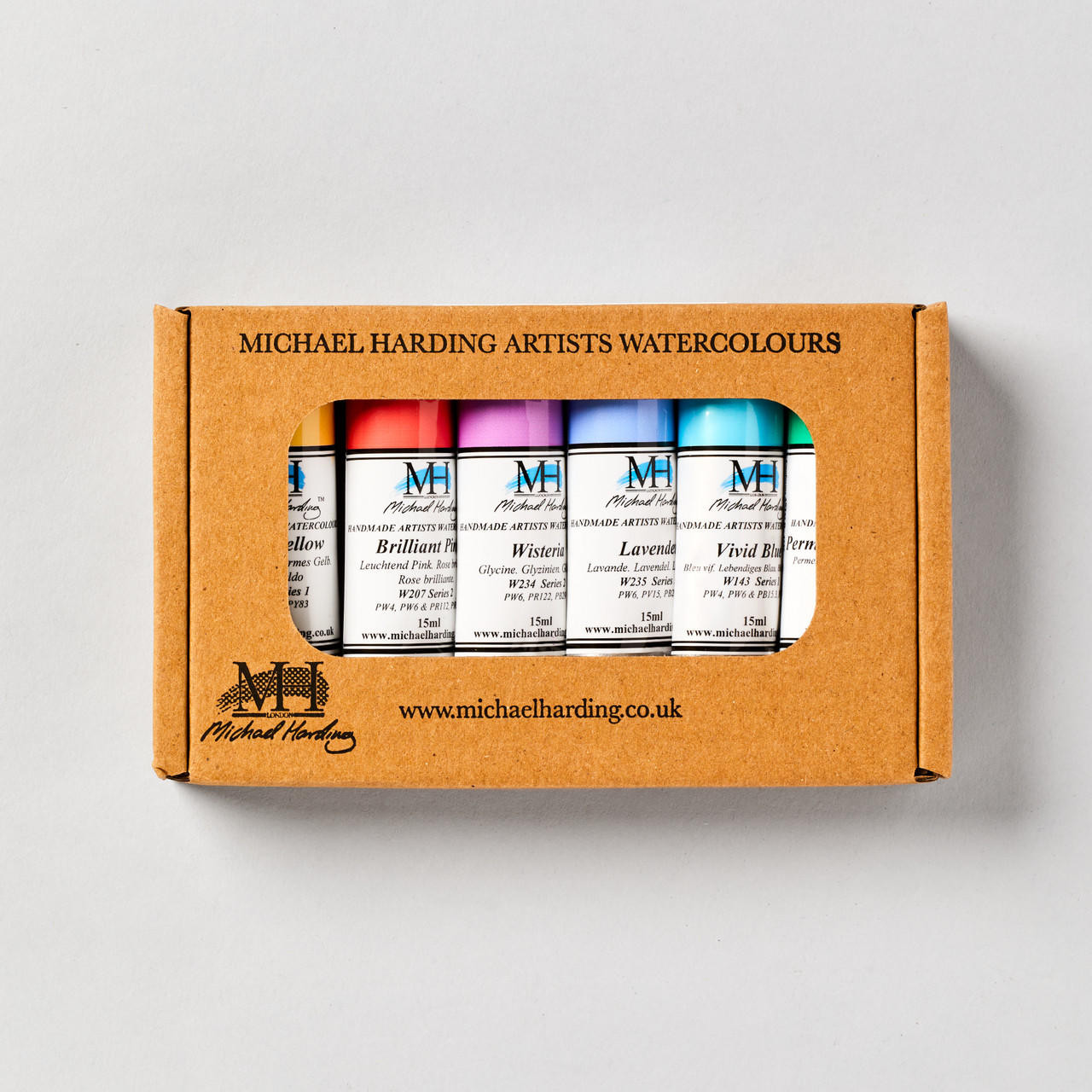 Michael Harding Professional Watercolour Pastel Selection 15ml Assorted Colours Set of 6