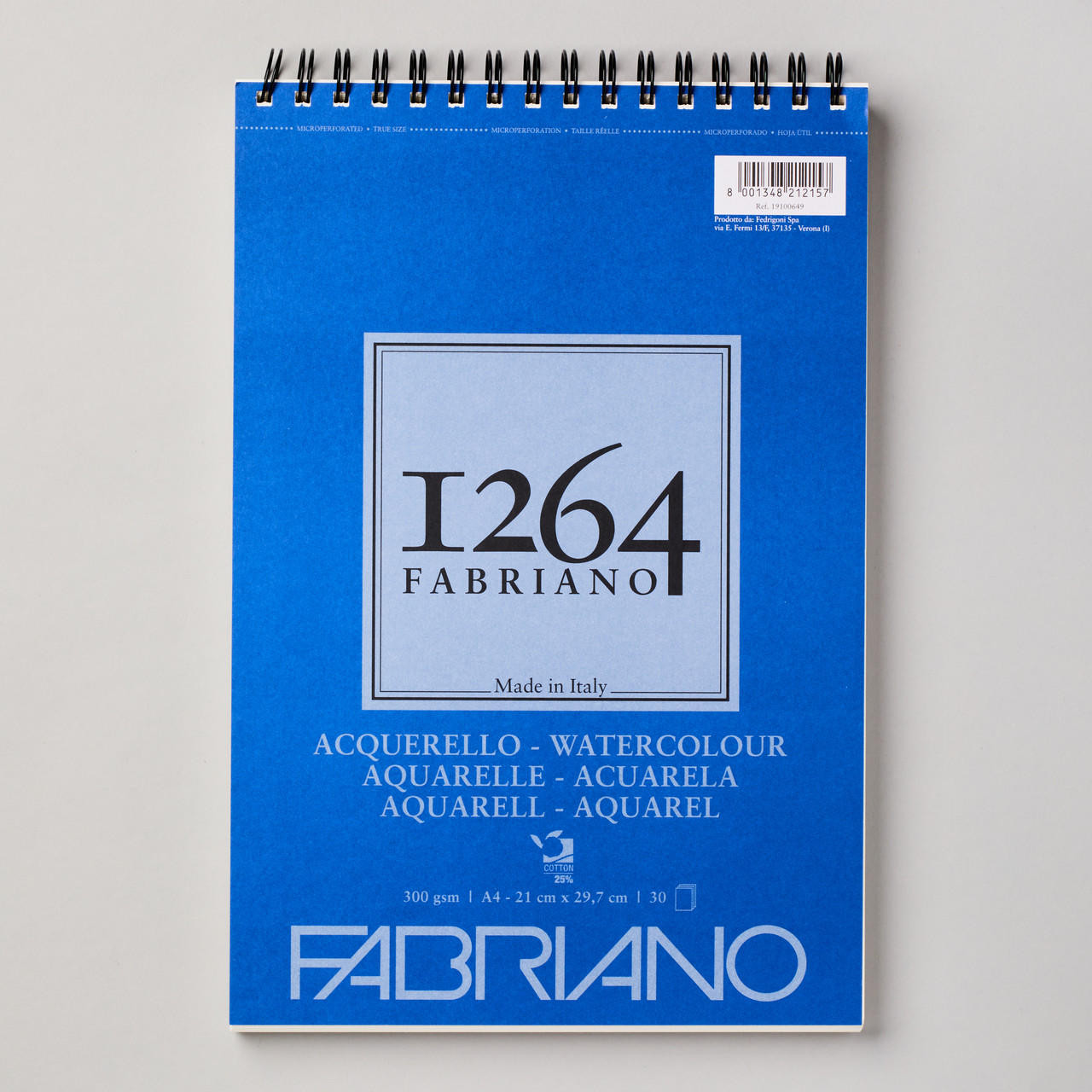 Fabriano 1264 Spiral Bound Watercolour Pad 30 Sheets 300gsm A4