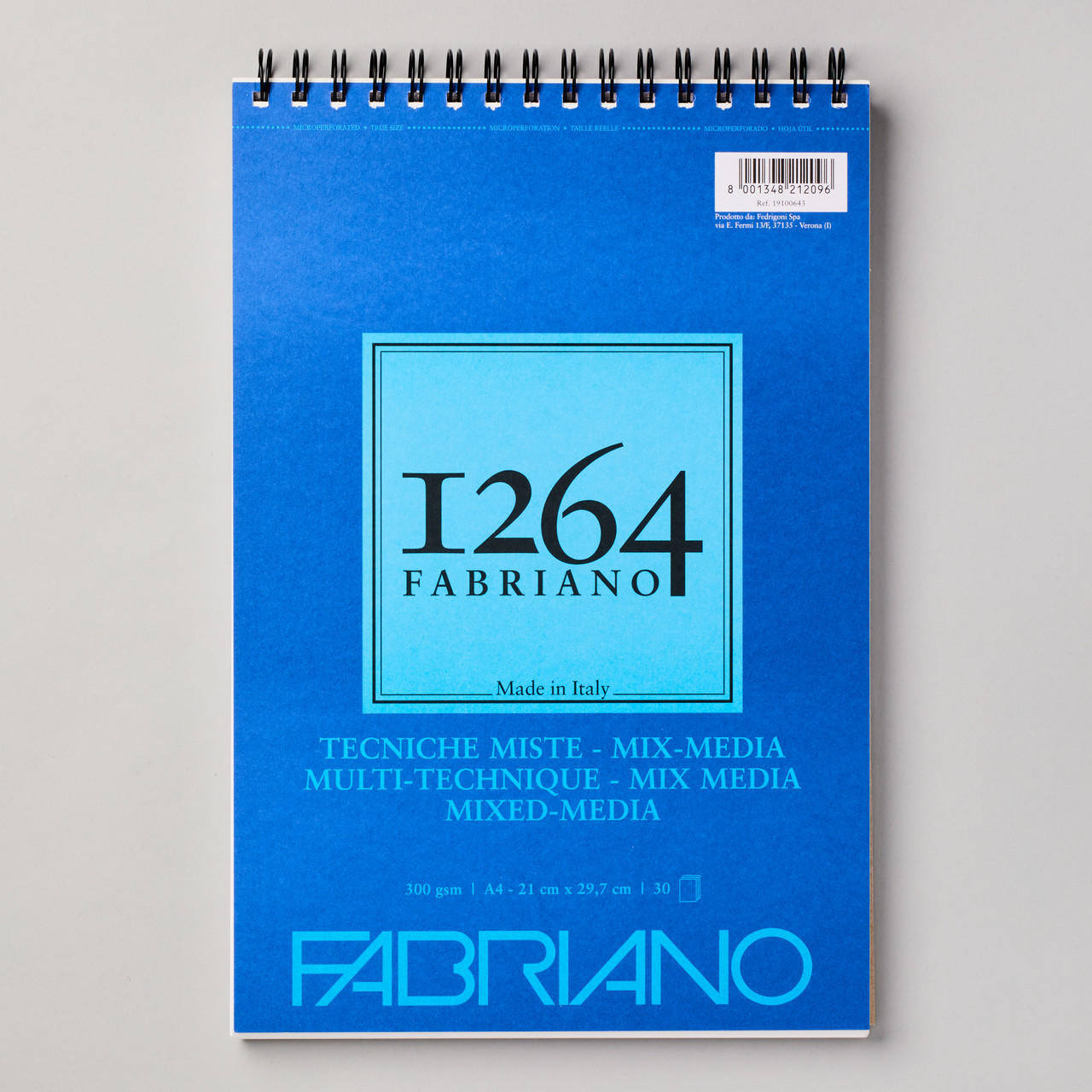 Fabriano 1264 Spiral Bound Mixed Media Pad 30 Sheets 180gsm A4