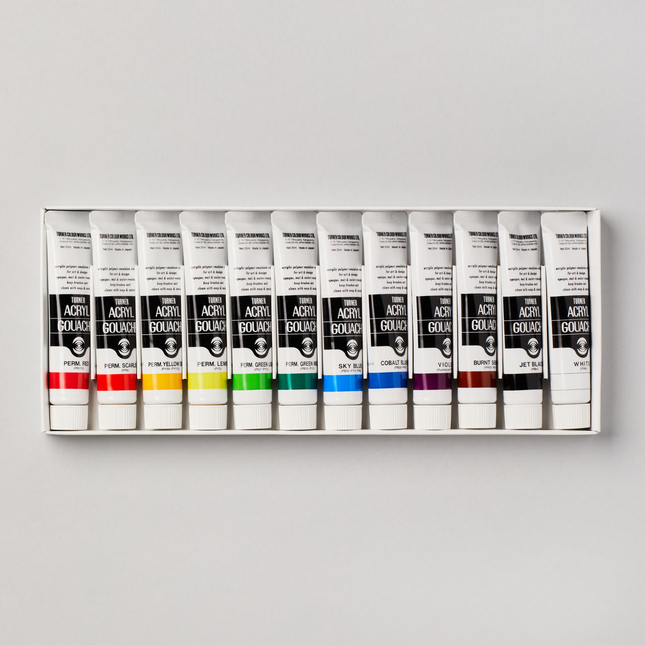 Turner Acrylic Gouache 20ml Assorted Colours Set of 12