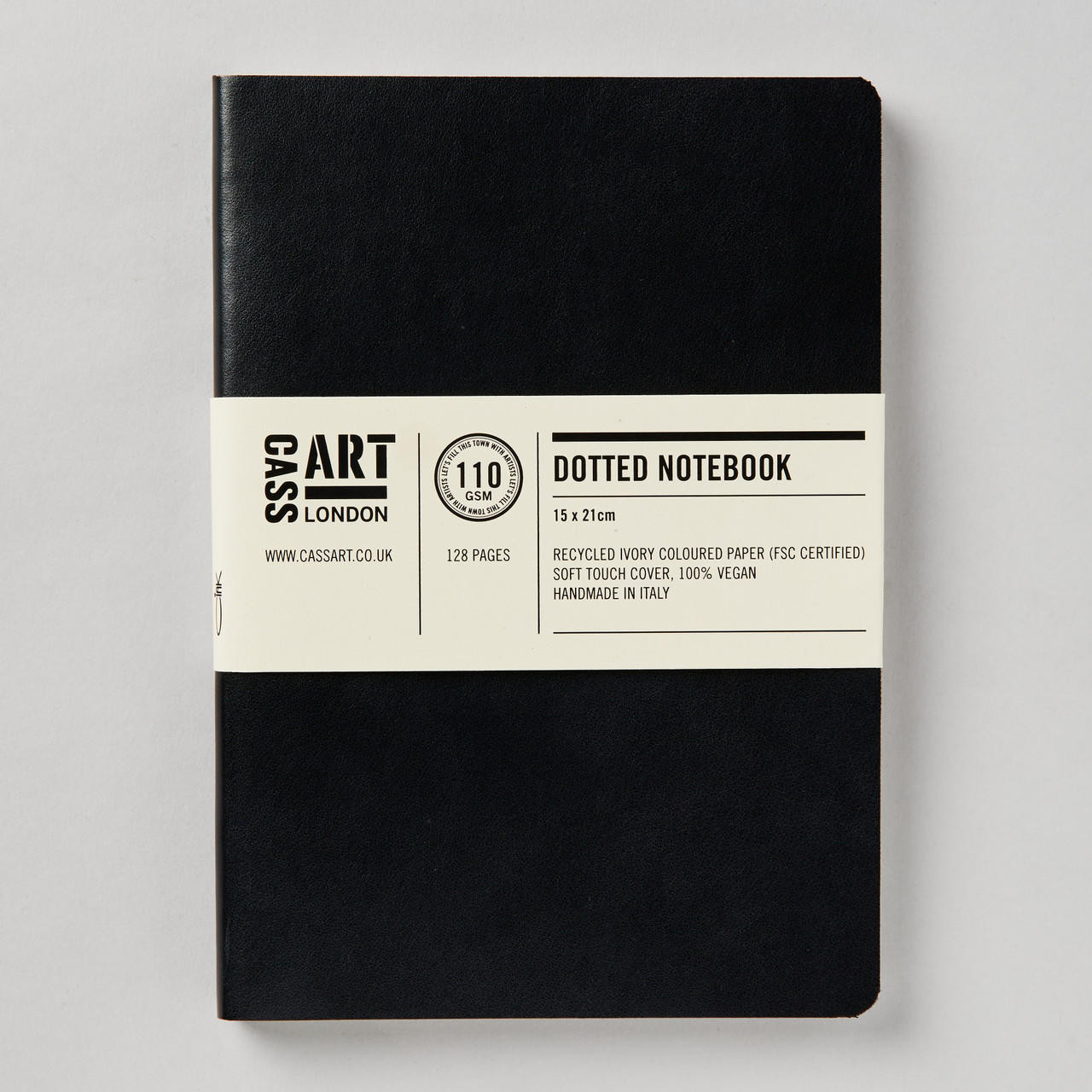 Cass Art Softbound Notebook 110gsm 128 Pages Dotted A5 Black