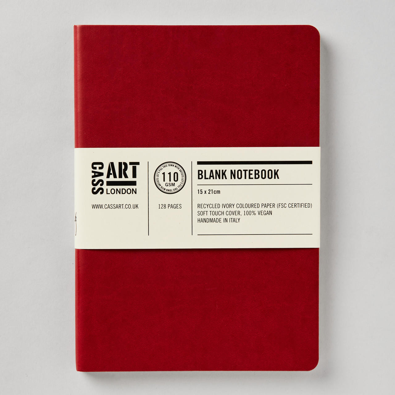 Cass Art Softbound Notebook 110gsm 128 Pages Blank A5 Red