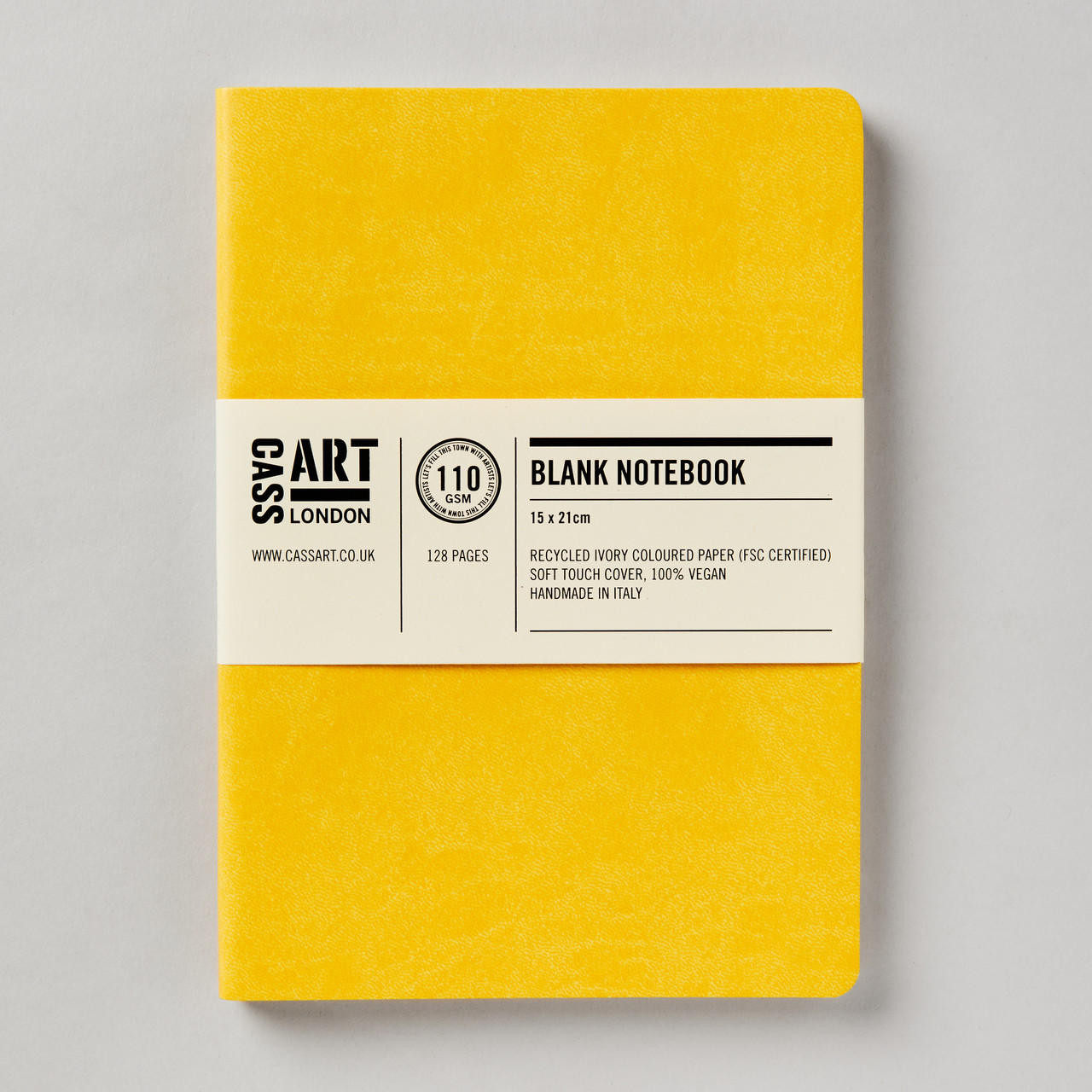 Cass Art Softbound Yellow Notebook 110gsm 128 Pages Blank A5