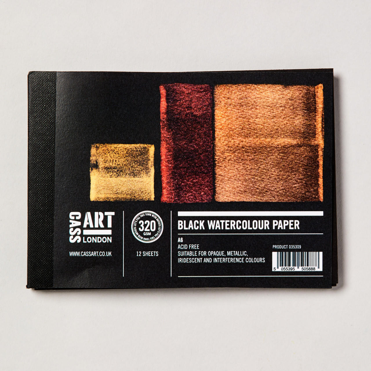 Cass Art Black Watercolour Paper Pad 12 Sheets 320gsm A6