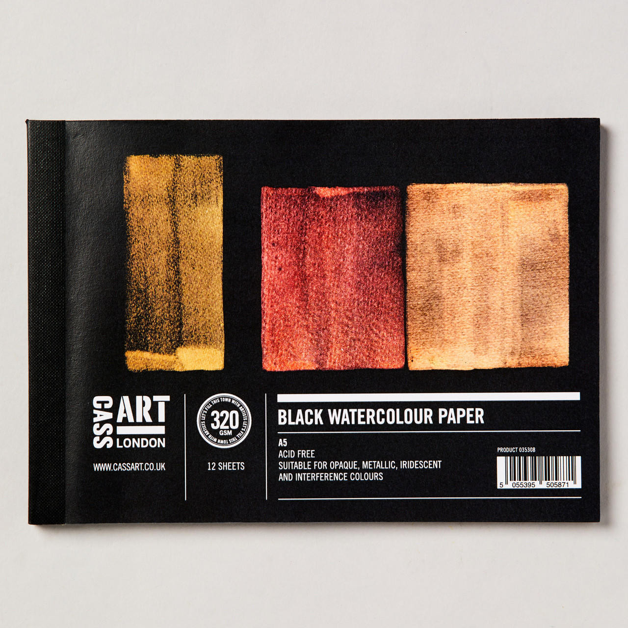 Cass Art Black Watercolour Paper Pad 12 Sheets 320gsm A5