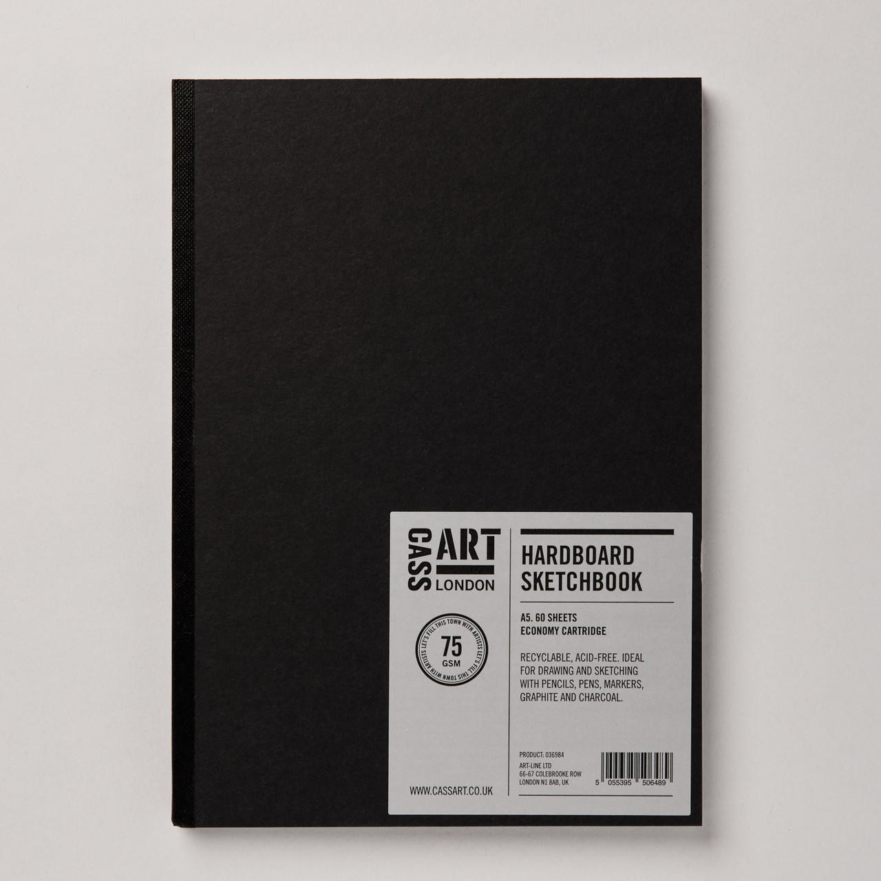 Cass Art Hardback Cartridge Black Sketchbook 75gsm 60 Sheets A5