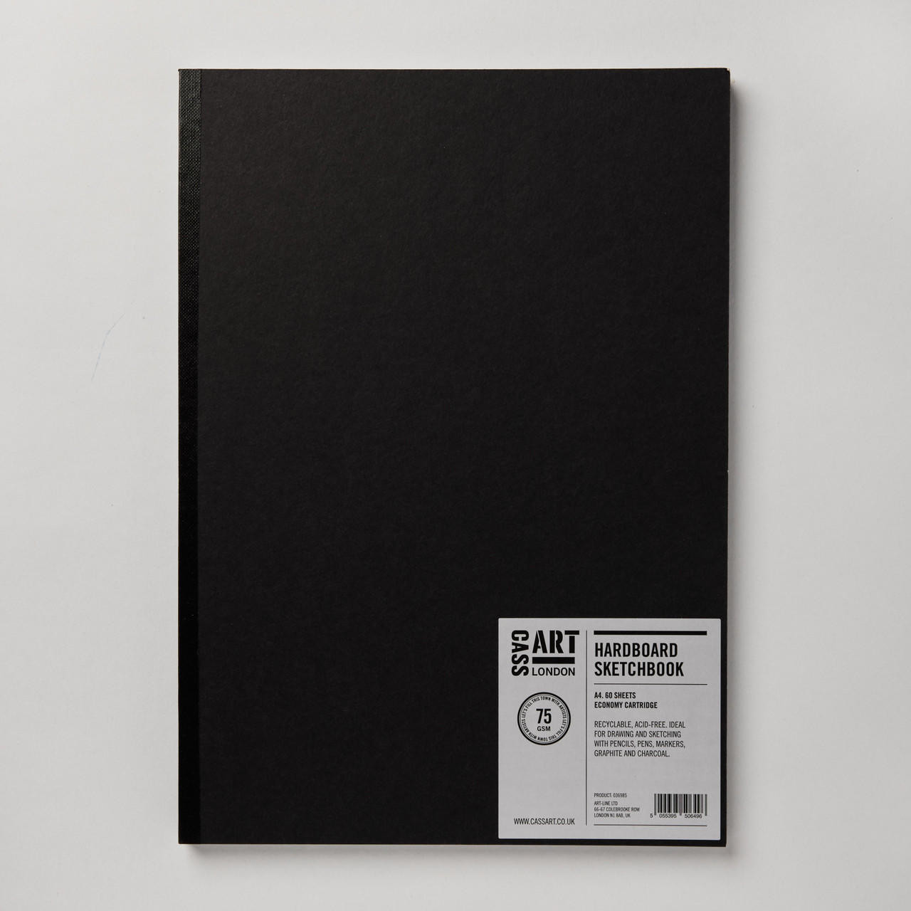 Cass Art Hardback Cartridge Black Sketchbook 75gsm 60 Sheets A4