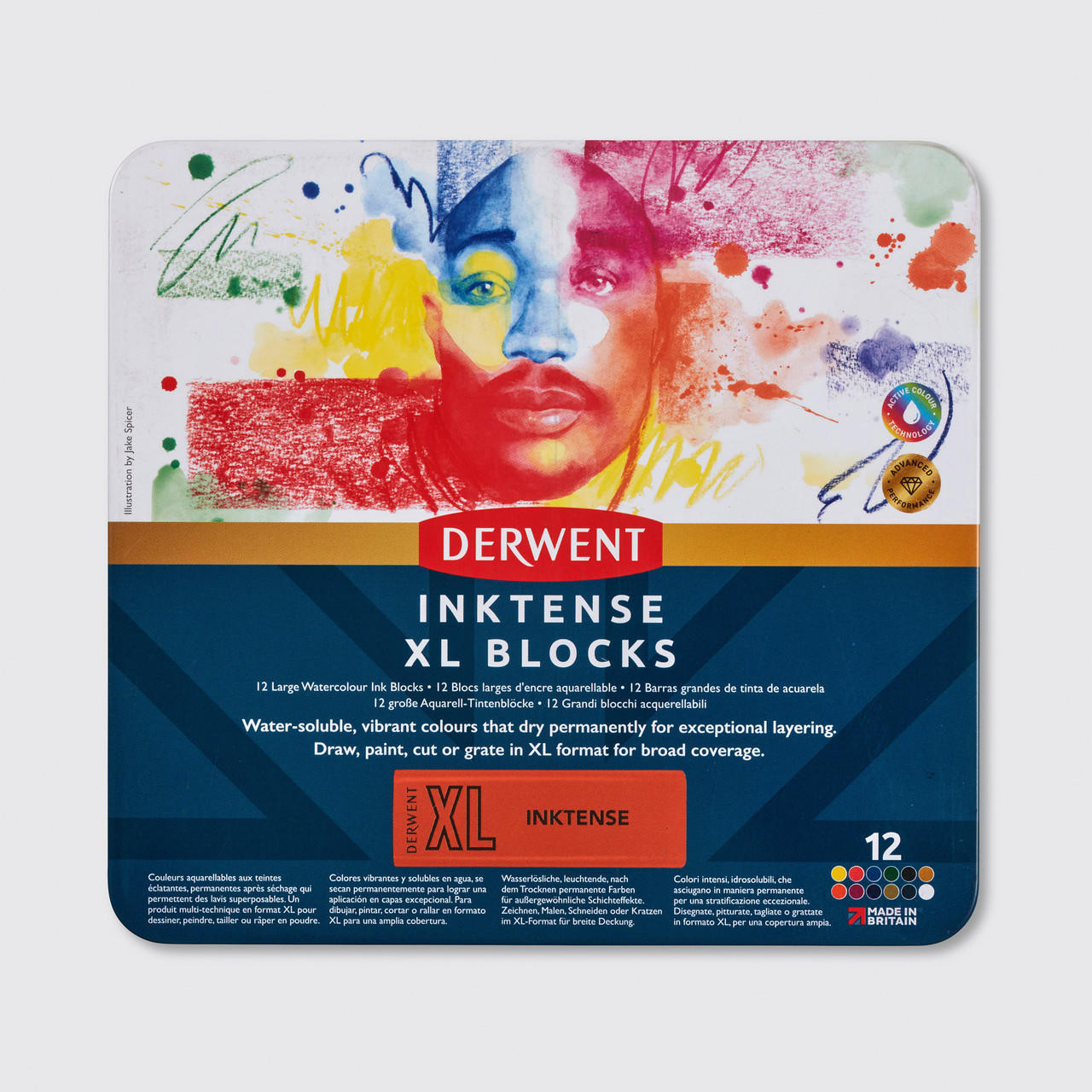 Derwent Inktense Blocks XL Assorted Colours Set of 12