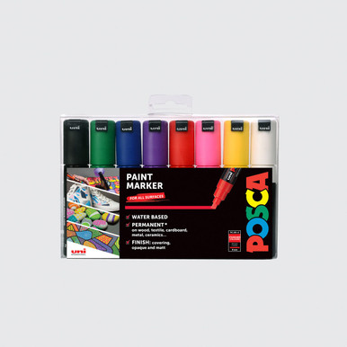 Posca Paint Marker Mixed Size Black&White Marker Pack (Set of 10) ,  Mitsubishi Uni Poster Color Marking Pen PC-1M, PC-3M, PC-5M, PC-8K, PC-17K  +