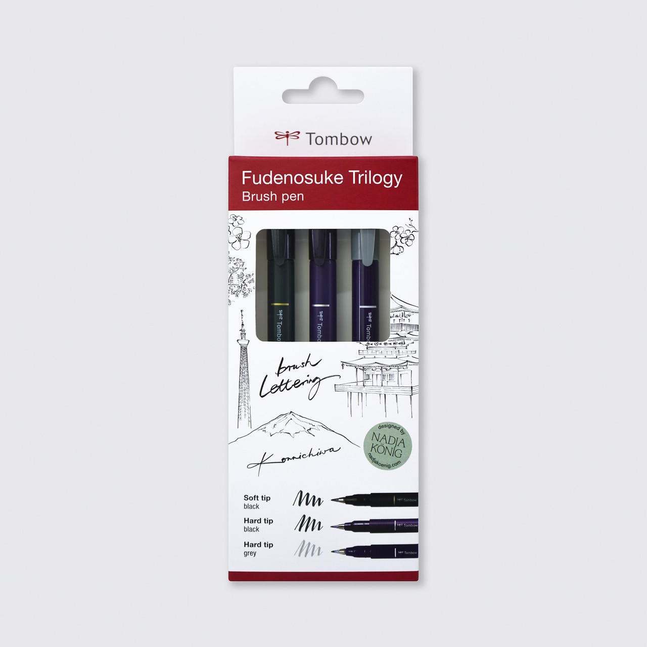 Tombow Fudenosuke Soft Brush Pen Trilogy Set of 3