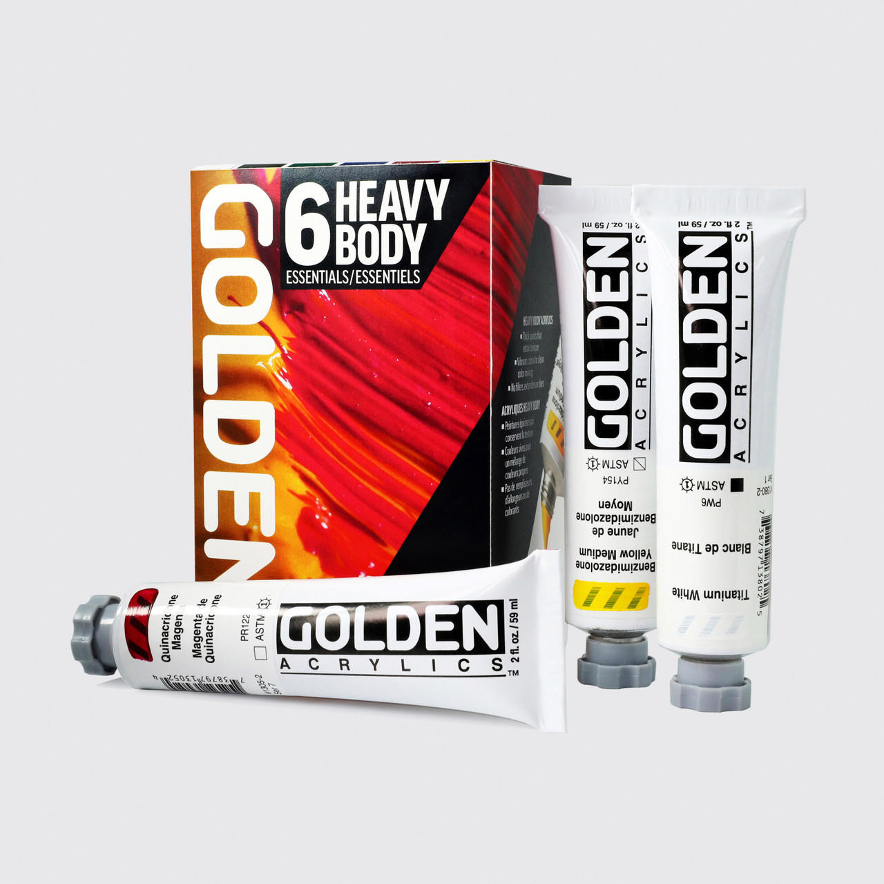 Golden Heavy Body Acrylic Essentials 59ml Assorted Colours Set of 6