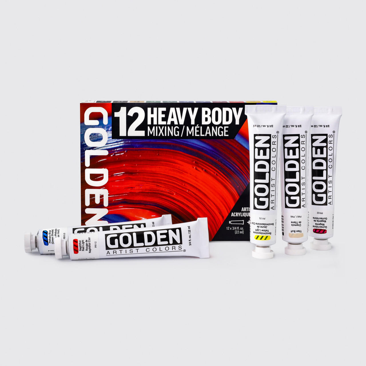 Golden Heavy Body Acrylic and Glazing Liquid 22ml Mixing Colours Set of 12