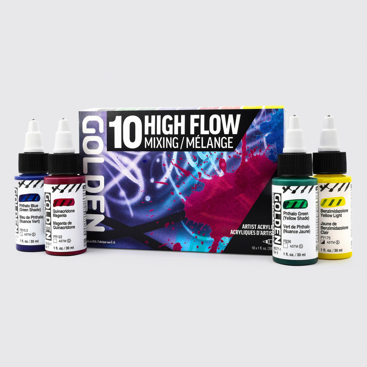Golden High Flow Acrylic 30ml Mixing Colours Set of 10