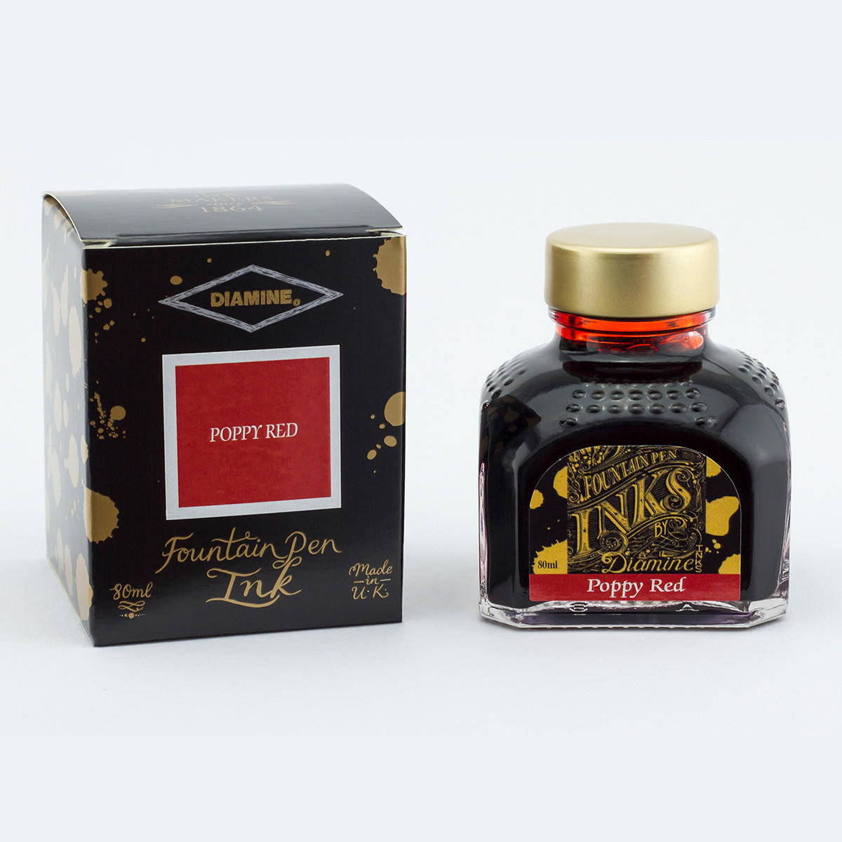 Diamine Fountain Pen Ink 80ml Poppy Red