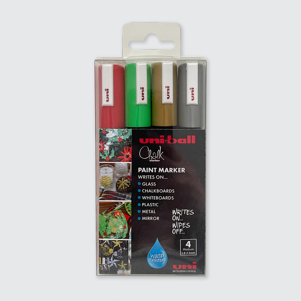 Uni ball Liquid Chalk Markers PWE-5M Christmas Colours Set of 4
