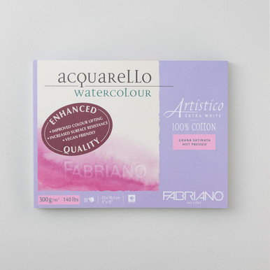 Honsell Fabriano Artistico Acquarello Watercolour Fijnkorrel koud geperst 20 Blatt, ca. 23 x 30,5 cm natuurlijk wit